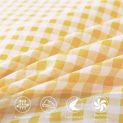 ETDIFFE Yellow Comforter Set Queen Size, 3 Piece Farmhouse Gingham Grid Bed Set - Soft and Lightweight Buffalo Checkered Plaid Microfiber Down Alternative Comforter (90x90)
