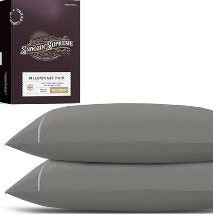 TEXAS LINEN CO. 100% Egyptian Cotton Pillowcases King Size - 2000 Series Luxury Cotton Pillow Case Set of 2, Cooling & Breathable, Envelope Closure Hotel Quality Pillowcase (21 x 41, Dark Grey)
