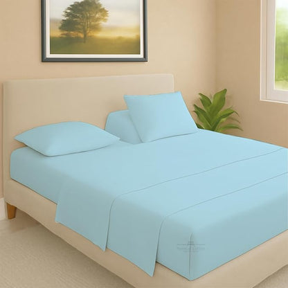 Split Head Flex 1 Qty Fitted Sheet for Adjustable Bed, Cal King 36" Split Down from Top 100% Egyptian Cotton 600 Thread Count, 18" Deep Pocket, Super Soft Wrinkle Free, Light Blue