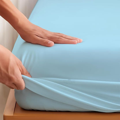 Split Head Flex 1 Qty Fitted Sheet for Adjustable Bed, Cal King 34" Split Down from Top 100% Egyptian Cotton 600 Thread Count, 18" Deep Pocket, Super Soft Wrinkle Free, Light Blue