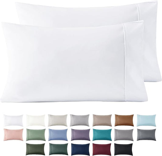Bedsure Queen Pillow Cases Set of 2 - White Brushed Microfiber Pillowcase 2 Pack, Super Soft Pillowcase, Pillow Shams Covers with Envelope Closure for Kids, Wrinkle, Fade Resistant, 20x30 Inches