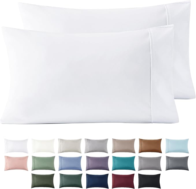 Bedsure King Size Pillow Cases Set of 2 - White Brushed Microfiber Pillowcases 2 Pack, Super Soft Pillow Case Cover with Envelope Closure for Kids, Wrinkle, Fade Resistant, 20x36 Inches