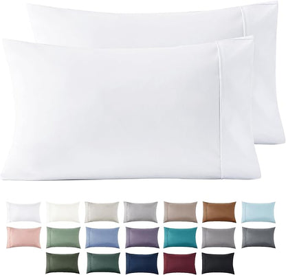 Bedsure King Size Pillow Cases Set of 2 - White Brushed Microfiber Pillowcases 2 Pack, Super Soft Pillow Case Cover with Envelope Closure for Kids, Wrinkle, Fade Resistant, 20x36 Inches