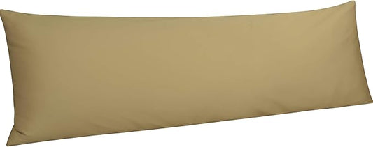 NTBAY Egyptian Cotton Body Pillowcase - 500 Thread Count Cotton Body Pillow Cover - Soft and Breathable Envelope Closure Body Pillowcase for Adults, 20x54 Inches, Khaki