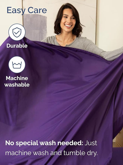Extra Deep Split King Sheet Set - 7 Piece Breathable and Cooling Sheets - Hotel Luxury Bedding for Women, Men, Kids & Teens - Easy & Secure Fit - Soft and Wrinkle Free - Extra Deep Pockets - Purple