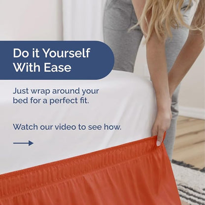 Wrap Around Dust Ruffle Bed Skirt - Terracotta - Twin/Twin XL Size Beds w/ 15 Inch Drop - Easy Fit Elastic - Adjustable Pleated Bedskirt w/Brushed Fabric - Wrinkle Free, Women, Men, Kids & Teens