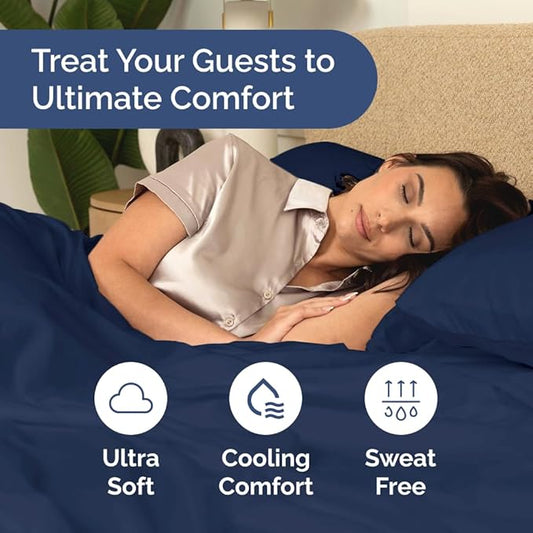 Bulk Case Pack of 10 Sheet Sets - (10) Complete Split King Size Sheet Sets with Deep Pockets - Wholesale Bulk Bedding for Hotels, Spas & Airbnbs - Breathable & Wrinkle Free - (Split King, Navy Blue)