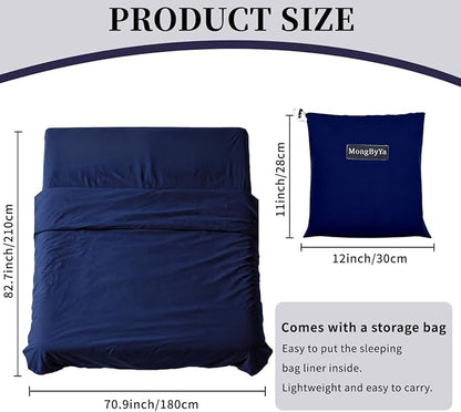 Sleeping Bag Liner Lightweight Compact Sleeping Bag Sack Portable Clean Travel Sheet Camping Sleep Sheet for Backpacking Hotel Hiking