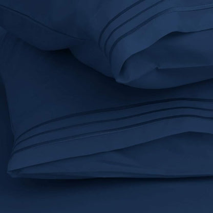 Clara Clark Bed Sheets, Premier 1800 Series 4 Piece Bed Sheet Set, Deep Pocket, Wrinkle, Fade, Stain Resistant, Luxury Soft Bedding Sheets & Pillowcases, California King, Navy Blue