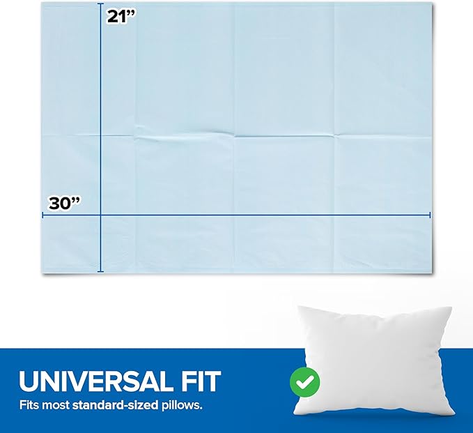 Stock Your Home (100 Count) Disposable Pillow Case Covers, Tissue/Poly 21" x 30" Standard Size, Single-Use Pillowcases with Moisture Barrier in Blue
