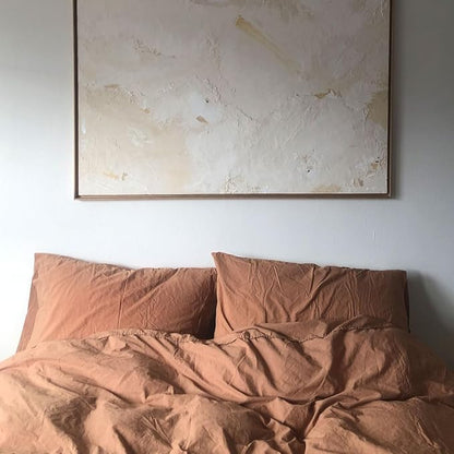 Coyuchi Crinkled Percale Pillowcase Set of 2 – 100% GOTS Certified Organic Cotton, Soft & Cool Standard Pillowcases, Breathable Medium Weight Cotton (Ginger)