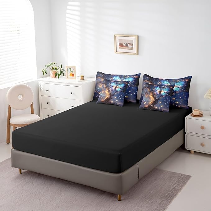 Feelyou Tree of Life Comforter Set 7 Pieces Queen Size Butterfly Bedding Set for Boys Girls Boho Bed in a Bag with Comforter, Sheets, Pillowcases & Cushion Covers