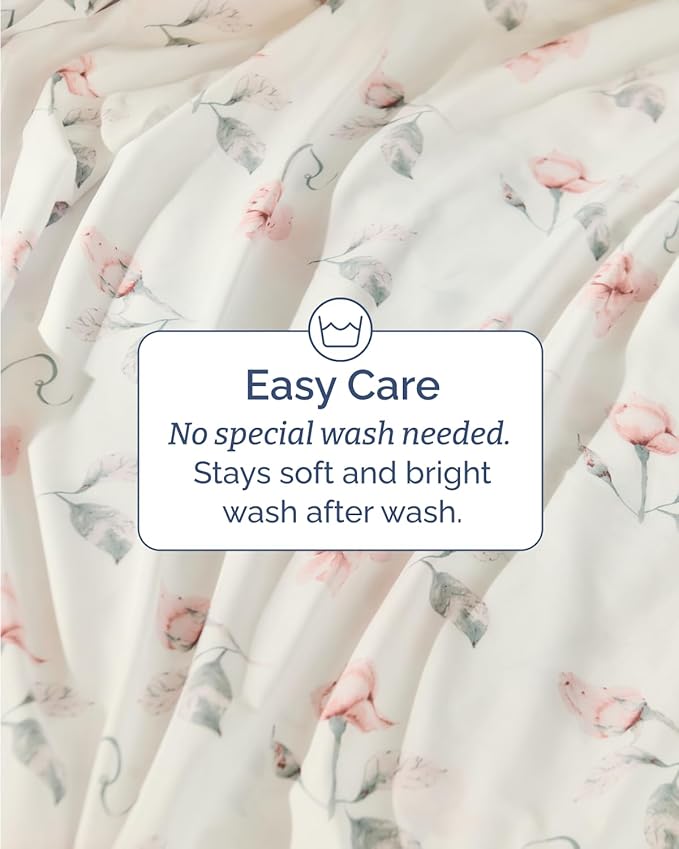 Floral Sheets - Floral Rose Bed Sheet Set - 1 Flat, 1 Fitted & 1 Pillowcase w/ Deep Pockets - Comfy, Wrinkle & Fade Free - Boho Botanical Bedding - Ultra-Soft, Breathable and Cooling - Twin Size Set