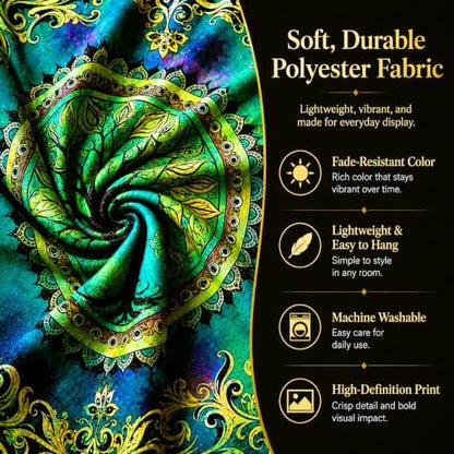 Delur Tree of Life Tapestry Green Nature Bohemian Mandala Spiritual Tapestry Wall Hanging Mystical Landscape Hippie Psychedelic Headboard for Bedroom Living Room Home Decor (51.2" x 59.1")