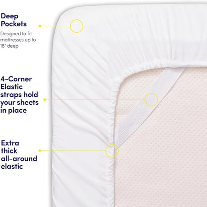 1500 Supreme Collection Full Sheet Sets White - Luxury Hotel Bed Sheets and Pillowcase Set for Full Mattress - Extra Soft, Elastic Corner Straps, Deep Pocket Sheets, Full White