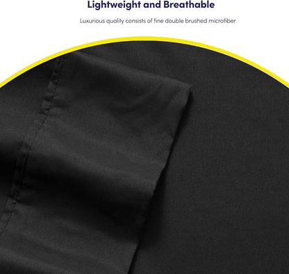 Twin XL Size Bed Sheets - 4 Piece 1500 Supreme Collection Fine Brushed Microfiber Deep Pocket Twin X-Large Sheet Set Bedding - 1 EXTRA PILLOW CASES, GREAT VALUE, Twin XL, Black