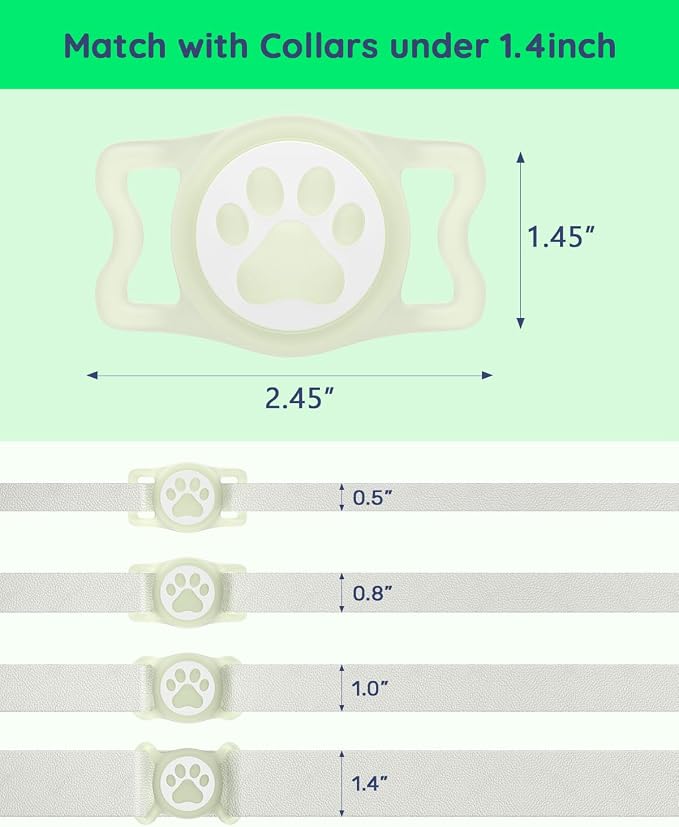 IP68 Waterproof Dog AirTag Holder for Dog Collar, Soft, Stretchy Silicone | Full-Body Protection, Easy Tool-Free Installation, Quiet, No-Dangle Fit, Lightweight, Fits Dog & Cat Collars of All Widths