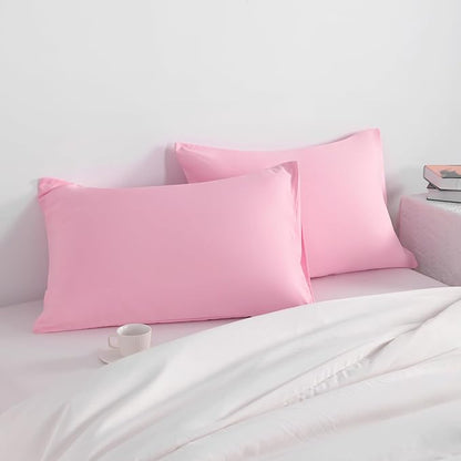 NTBAY Standard Pillow Cases Set of 2, 2 Pack Brushed Microfiber 20x26 Pillow Cases, Soft, Wrinkle, Fade, Stain Resistant Pink Pillow Cases with Envelope Closure, 20x26 Inches, Pink