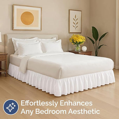 Bedskirt Full Size Ruffle - 18 inch Drop Dust Ruffle Bed Skirt with Platform - Soft, Easy Fit, Premium Hotel Quality - Wrinkle, Fade & Shrink Resistant - For Women, Men, Kids and Teens - Antique White
