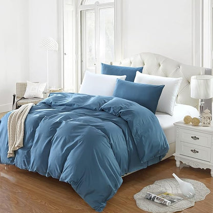 KAREVER Blue Comforter Set Queen Bedding Set Women Soft Bed Comforter Set Breathable Blanket Men Lake Blue Lightweight Quilts Set Queen Size