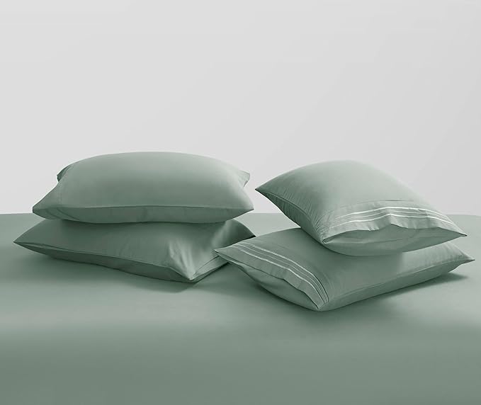Clara Clark Full Sheets - Hotel Luxury 6 Piece Bed Sheets for Full Size Bed - Soft Bedding Sheets & Pillowcases, Fits Mattress up to 16 inch deep. Full, New Sage Green