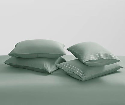 Clara Clark Twin Sheets - Hotel Luxury 5 Piece Bed Sheets for Twin Size Bed - Soft Bedding Sheets & Pillowcases, Fits Mattress up to 16 inch deep. Twin, New Sage Green