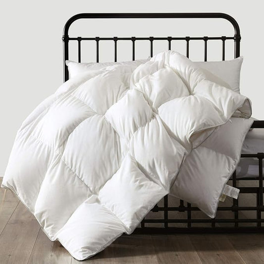 APSMILE Luxurious Queen Size Down Feather Fibers Comforter, Ultra-Soft All Season Duvet Insert, Fluffy Hotel Collection Down Feather Fibers Comforter with 8 Ties(90x90, White)