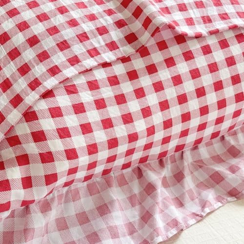 NSNLGSGC Red Gingham Ruffle King Duvet Cover