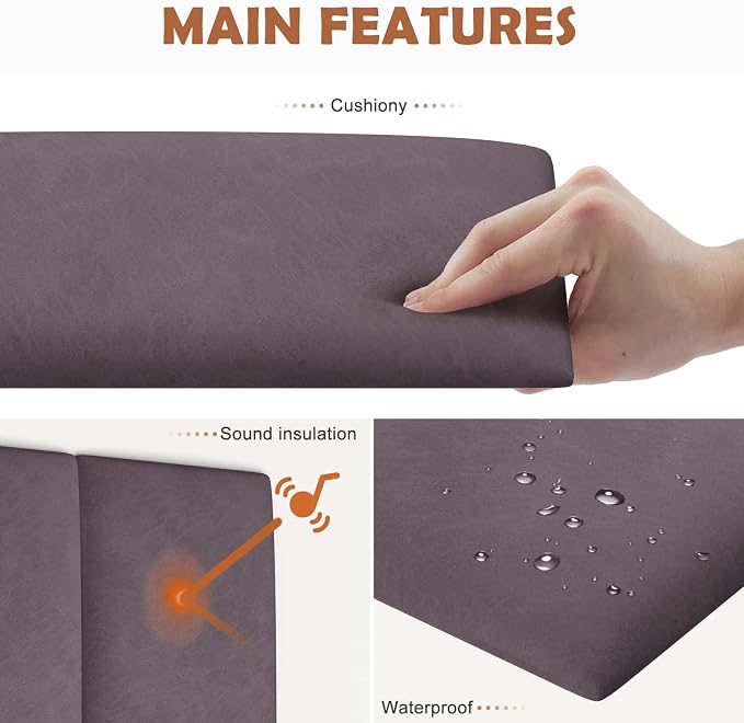 IFNOW Wall Mounted Headboard, Peel and Stick Panels, Dark Purple, King | Upholstered 3D Soundproof Acoustic Panels Reusable and Removable Padded Leather Bed Headboard, 12 Panels 9.84" x 23.62"