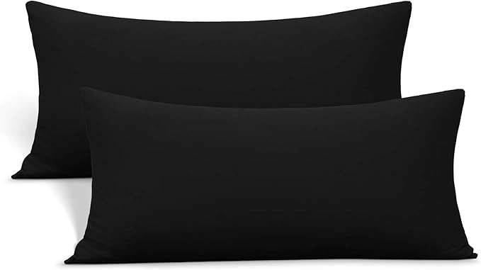 Stretch Toddler Pillowcases - Jersey Knit Travel Pillow Cases to Fit Pillows Sized 12x16, 13x18 or 14x20, Ultra Soft Envelope Closure, Small, Set of 2, Black