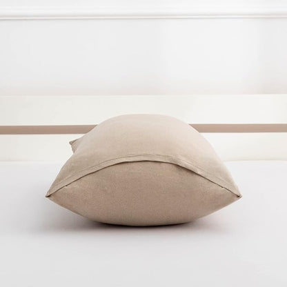 2-Pack Stretch Pillow Cases - Jersey Knit & Envelope Closure Pillowcases with Ultra Soft T-Shirt Like Polyester Blend - Suitable for Queen or Standard Size Set of 2, Heather Taupe