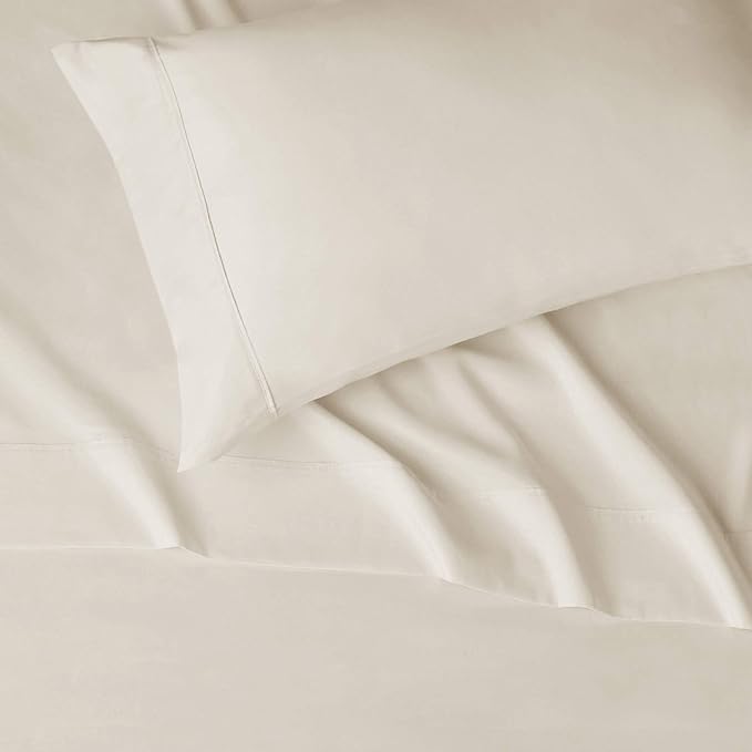 Amazon Basics Lightweight Super Soft Easy Care Comfortable Breathable Brushed Microfiber 3-Piece Bed Sheet Set with 14-Inch Deep Pockets, Wrinkle Resistant, Twin XL, Beige, Solid