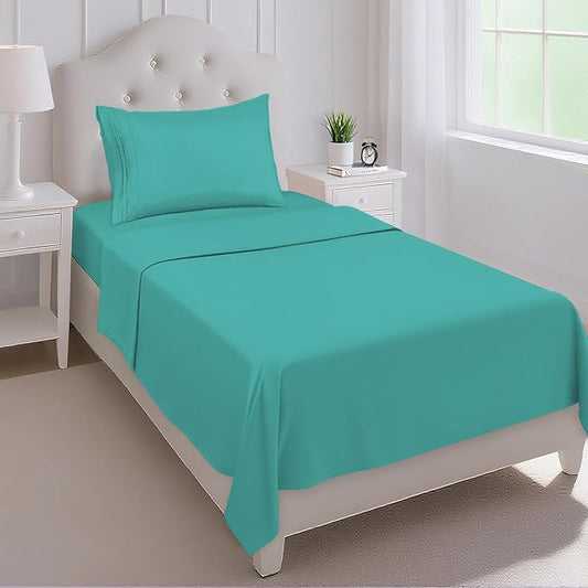 Mejoroom Twin Sheet Set - Hotel Collection Twin Sheets - Bedding Sheets & Pillowcases with Deep Pocket Fitted Sheet, Breathable, Wrinkle & Fade Resistant - 3 Piece(Teal)