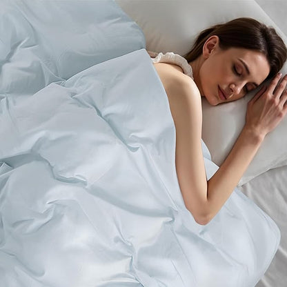 NEXHOME PRO Duvet Cover Set Twin Size Linen Look Textured Organic Natural 100% Washed Cotton Duvet Cover 2 Pieces Bedding Set with Zipper Closure, Breathable, Soft, Light Baby Blue (No Comforter)