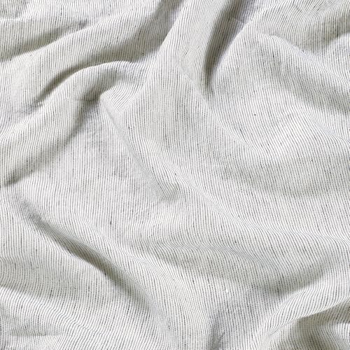 Sijo Stone Washed Organic French Linen Bed Sheet Set, GOTS Certified Organic, Best Cooling Linen Sheet Award by Sleep Foundation, 4 Piece - 2 Pillowcases, 1 Fitted and 1 Flat (Pinstripe, Cal King)