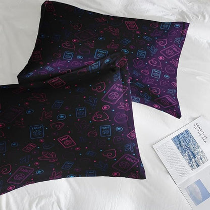 Comforter Set Twin Size, Witchy Purple Blue 5 Pcs Bedding for Kids and Adults, Tarot Board Magic Bed Sheet Sets with Fitted Sheet Pillowcase & Sham for Bedroom Bed Decor