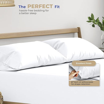 THREAD SPREAD 100% Cotton King Size Pillow Cases Set of 2 - Luxury 400 Thread Count Pillow Cases King Size (White), Soft Cooling Breathable & Durable Sateen Weave Hotel Quality Cotton Pillowcases