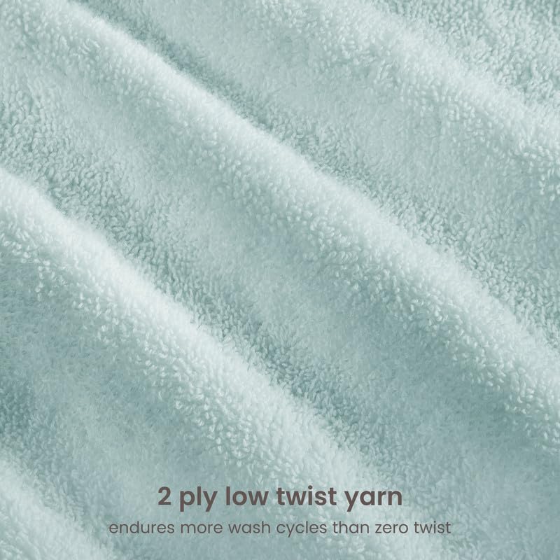 BIOWEAVES 100% Organic Cotton 700 GSM Plush Washcloths 13" x 13" GOTS Certified - Seafoam, Pack of 12