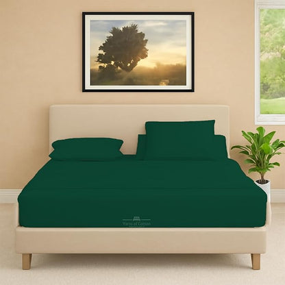 Split Head Flex 2 Qty Fitted Sheet for Adjustable Bed, King 28" Split Down from The Top, 100% Egyptian Cotton 600 Thread Count, 18" Deep Pocket, Super Soft Wrinkle Free, Olive