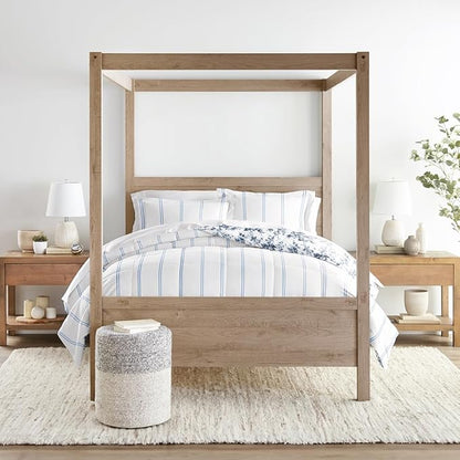 LINENS & HUTCH Comforter Set Patterned Microfiber All Season Down-Alternative Ultra Soft Bedding in Cabbage Rose Stripe - King/Cal-King Cabbage Rose Stripe Stone