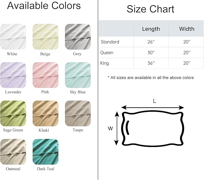 WINLIFE Queen Pillowcases Set of 2, 100% Cotton Egyptian Quality Queen Pillow Cases 2, 20×30 inches, Soft and Breathable Pillow Cover, Lavender