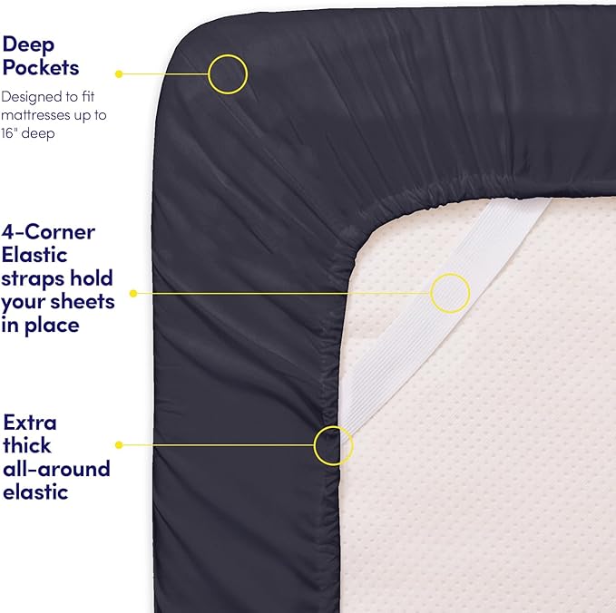 1500 Supreme Collection King Sheet Sets Navy Blue - Luxury Hotel Bed Sheets and Pillowcase Set for King Mattress - Extra Soft, Elastic Corner Straps, Deep Pocket Sheets, King Navy Blue