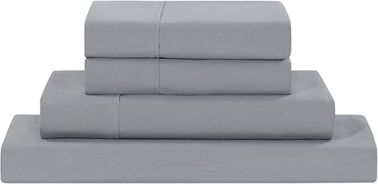 Modern Threads Soft Microfiber Solid Sheets - Luxurious Microfiber Bed Sheets - Includes Flat Sheet, Fitted Sheet with Deep Pockets, & Pillowcases Stone King