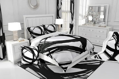 Erosebridal Black and White Abstarct Queen Comforter Set for Adult Women Men, Geometric Striped Bedding Set for Minimalists,Graffiti Aesthetic Lines Quilt,Contemporary Boho Modern Art Duvet Insert