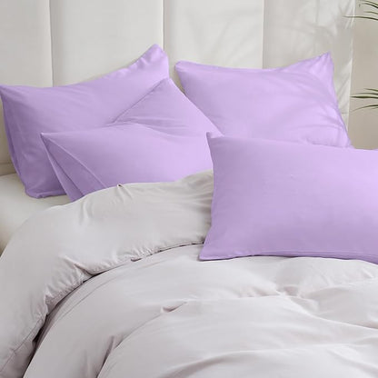 ZPECC Pillow Cases Queen Size Set of 4, 20x30 Envelope Closure Pillowcases, Soft Plain Brushed Microfiber Covers Hypoallergenic Breathable, Lavender