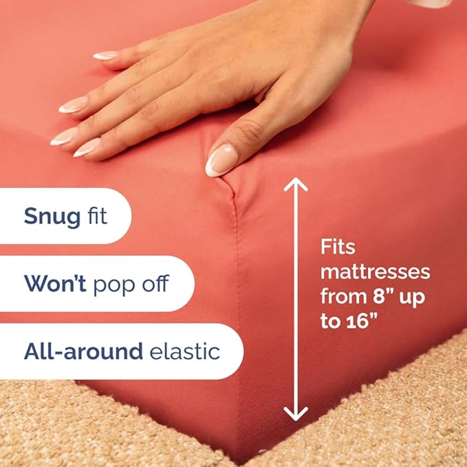Full XL Bed Sheet - 4 Piece Full XL Bed Sheets Set - Soft, Breathable & Cooling - Hotel Luxury Bedding for Women, Men, Kids, Teens, Boys & Girls - Deep Pockets, Comfy, Fade and Wrinkle Free - Coral