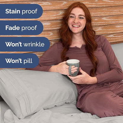 Bulk Case Pack of 10 Sheet Sets - (10) Complete Split King Size Sheet Sets with Deep Pockets - Wholesale Bulk Bedding for Hotels, Spas & Airbnbs - Breathable & Wrinkle Free - (Split King, French Grey)
