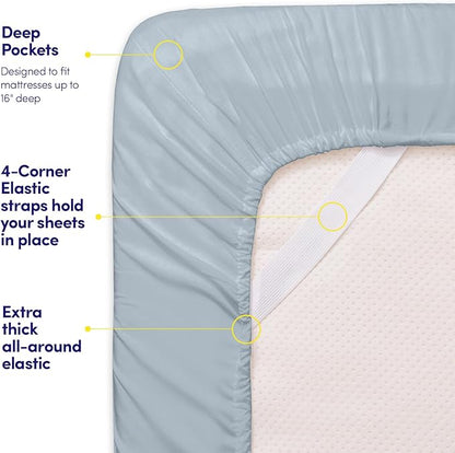 1500 Supreme Collection California King Sheet Sets - Luxury Hotel Bed Sheets and Pillowcase Set for California King Mattress - Extra Soft, Elastic Corner Straps, Deep Pocket Sheets Misty