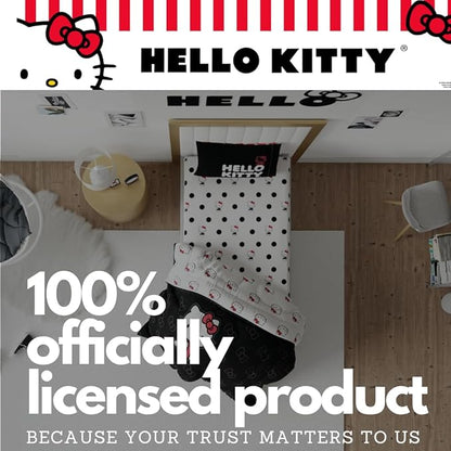 Collectibles Hello Kitty Polka Dot Bedding Super Soft Microfiber 3 Piece Twin Sheet Set, (Officially Licensed Product) by Franco