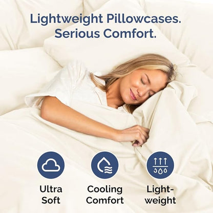 Body Pillowcases Set of 2-20x54 Long Body Pillow Case - Soft Body Pillow Cover for Sleeping & Side Sleepers - Comfy, Breathable & Wrinkle Free - Machine Washable w/Envelope Enclosure (Off White)